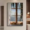Pintura Decorativa Moderna Minimalista de Janela Falsa com Vista para o Mar para Sala de Estar, Parede de Fundo de Sofá, Pintura Suspensa para Extensão de Espaço