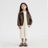 Jaqueta de couro para meninas, casaco primavera e outono de 2024, novo estilo ocidental infantil, lapela, top curto, moda feminina, roupa legal