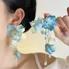 Lirio de Calas AmorVerano Super Hada Estilo Único de Vacaciones Pendientes Pequeños de Nicho Flores Azules Pendientes Largos Exagerados Joyería para el Oído