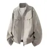 Jaqueta de Voo Enbu Outono Estilo Americano Retrô Workwear para Homens, Jaqueta de Baseball Elegante com Gola Alta, Casaco de Couro PU de Marca Tendência para Homens