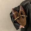 Zapatos de Punta con Plataforma para Mujer, Nuevos Zapatos Mary Jane Peludos Cálidos con Hebilla para Otoño e Invierno para Mujer