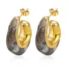 Brincos Coloridos em Forma de Gota da Moda Europeia e Americana Transfronteiriços Aço Inoxidável Cor Duradoura Brincos de Resina Versáteis Acessórios de Orelha para Primavera e Verão