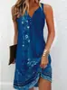 2026 Ropa Europea y Americana para Mujer Amazon Posicionamiento Floral Botón Estilo Casual Falda de Línea A Chaleco sin Mangas Vestido de Cuello V