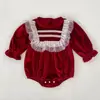 Vestidos de Navidad para Niñas Cuello de Encaje Manga Larga Vestidos para Niñas Monos para Bebés Monos Ropa para Hermanas Niñas Ropa Infantil