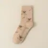 Calcetines de Imitación de Visón Blanco de Dibujos Animados para Otoño e Invierno Calcetines para el Hogar Calcetines para Dormir Calcetines para el Piso Calcetines Flojos Calcetines Peludos Calcetas Zhuji