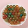 Ágata Roja del Sur Natural Cuentas Sueltas con Patrón de Llama en Rojo Caqui, Pulsera Hecha a Mano DIY Cuentas Redondas Semiacabadas Accesorios de Joyería Venta al por Mayor