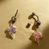 Anillo de Acero Inoxidable y Resina para Ombligo con Cruz, Estilo Dulce Europeo y Americano, Piercing para Ombligo Incrustado con Diamantes, Joyería de Piercing de Alta Gama