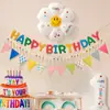 Decorações de Cena de Aniversário Bandeira Infantil para Meninos e Meninas Festa de Um Ano Adereços Balões