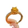 Atmósfera de otoño e invierno simulación anillo de diamante amarillo anillo de azúcar