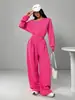 691 Amazon Europeo y Americano Traje Casual Sudadera de Color Puro para Mujer Cuello de Una Línea Hombros Descubiertos Estilo Corto Holgado Mangas Largas