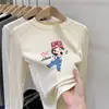Camiseta stylish de doble cara con forro polar, cuello redondo, para niños mayores, cálida y suave, top casual de manga larga para niñas, adecuado para usar en capas
