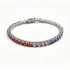 Cadena de Tenis de Circonita de Cristal de 4 mm Hip-Hop Verano Broche Personalizado Diamante Colorido Pulsera de Una Fila para Mujer Joyería Pulsera de Tenis