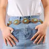 Cadena de Cintura para Mujer Amazon Flor Turquesa Estilo Occidental Moda Versátil Cadena de Cintura de Metal Cadena de Cintura Estilo Bohemio para Mujer