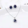 Conjunto de Collar de Zafiro Joyería de Moda Europea y Americana Pendientes de Circonita de Girasol Pendientes de Zafiro Microincrustados Collar