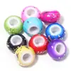 Contas de roda coloridas em acrílico com banho AB, transparentes, com furo grande, para pulseiras de miçangas artesanais DIY e acessórios de joias
