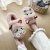 Pantuflas de Algodón Cálido de Terciopelo con Dibujos Animados para Mujer 2026 Invierno Nuevas para el Hogar Antideslizantes de Piel de Gato Lindas Mocasines Cerrados