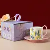Taza de Café y Platillo de Cerámica Retro, Té de la Tarde, Café Latte, Taza para Latte Art, Caja de Regalo para Niñas, Recuerdo, Taza de Pareja