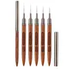 Set de Pinceles para Manicura de Palo de Sándalo Transfronterizo, Pincel de Coloración de Flor de Pelo de Nylon, Bolígrafos de Manicura de Tubo de Aguja para Dibujar Líneas, 5 Piezas