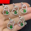 Jadeíta Natural Jadeíta Grau A Fivela da Paz Pingente Incrustado Amuleto de Buda Formato de Ovo Cabaça Pingente de Colar Feminino Atacado