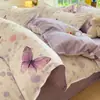 Conjunto de Cama de Algodão Simples Escovado Classe A Quatro Peças Cobertura de Edredom para Dormitório Estudantil Lençóis de Cama Conjunto de Três Peças Cobertura de Edredom de Algodão Lavado Atacado