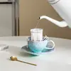 Juego de Taza y Platillo para Café con Esmalte de Cristal Horneado Taza de Cerámica Oficina Hogar Taza Personal para Beber Regalo