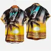 Camiseta Unisex Casual de Manga Corta Estilo Palmera Hawaiana Impresa en 3D Transfronteriza Nueva Directo del Fabricante