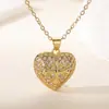 Bestseller Transfronterizo Europeo y Americano de Moda: Collar Colgante Único de Cruz Corazón con Goteo de Aceite Chapado en Cobre Oro de 18 Quilates Circonita