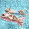 Amazon Wholesale Cola de Pez Sirena Flotante con Lentejuelas Cama Flotante Inflable de Agua para Adultos y Niños Cama Flotante de Agua