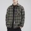 Camisa de flanela escovada de alta qualidade 550G para homens, camisa de manga comprida xadrez vintage espessa para outono e inverno, atacado