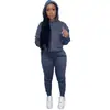 Roupas Femininas Europeias e Americanas, Conjunto de Moletom Duas Peças com Forro de Fleece, Conjunto de Calças para Mulheres com Quadril Largo, Moletom Esportivo Casual, Atacado em Estoque