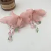 Collar y Pendientes de Malla con Borla de Flores y Hojas y Perlas, Accesorios Dulces y Frescos para Mujeres