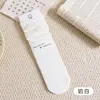Calcetines de Seda y Lana para Mujer para Otoño e Invierno, Calcetines Cálidos de Media Pantorrilla para Maternidad, Estilo Universitario Retro, Color Sólido, Borde Enrollado, Calcetines Flojos