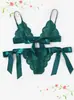 Comercio Exterior Europeo y Americano Transfronterizo Lencería Sexy para Mujer, Conjunto de Tres Piezas de Encaje Dividido, Venta al por Mayor por Fabricante y Dropshipping