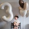 Balões de Número Cor Creme de 40 polegadas Decoração de Aniversário de Bebê Cena de Festa Atmosfera de Primeiro Aniversário Adereços para Fotos Decorações
