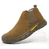Sapatos de Segurança para Soldador Respiráveis de Verão, Anti-Impacto, Anti-Perfuração, Anti-Escaldadura, Leves Casuais de Couro Bovino, Sapatos de Segurança com Solado de PU