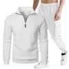 Nuevo conjunto casual de moda para hombre con sudadera con cremallera y cuello alto y pantalones cargo multibolsillos para Amazon transfronterizo