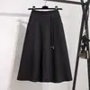 Saia Midi de Lã Linha A Outono Inverno Saia Feminina Temperamento Saia Longa Que Cobre o Quadril Emagrecedora Saia Midi Linha A Saia Evasê Fluida Saia de Inverno