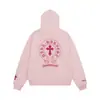 Moletom com capuz estampado com cruz e letras estilo retrô americano para homens e mulheres, jaqueta de marca versátil e moderna, modelo 2026, corte solto e casual