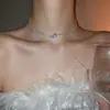 Collar Geométrico Europeo y Americano Transfronterizo Incrustado de Diamantes, Lujo Ligero, Gama Alta, Cadena Sencilla para Clavícula, Temperamento de Moda, Joyería de Collar Versátil