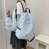 Sam estilo coreano ins Hei plegable a cuadros impermeable ligero para deportes al aire libre, viaje, bolsa, cuadros blanco y negro