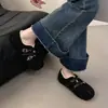 Zapatos de Algodón Cálidos para Mujer de Suela Plana con Más Terciopelo Zapatos Tipo Frijol Zapatos de Piel Estilo Femenino 2026 Nuevo Estilo de Invierno para Uso en Exteriores Zapatos de Hada Suaves