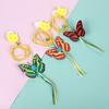 Juguete Colgante de Mariposa de Colores para Gato Juguete de Entretenimiento Propio para Gato Juguete Elástico Retráctil Colgante para Puerta y Ventana
