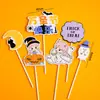 Caixa de Almoço de Polpa de Halloween Decoração de Bolo Fantasma Engraçado Demônio Abóbora Pom-pom Chapéu Pequeno Acessórios de Inserção