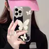 Funda de Teléfono Espejo con Patrón de Concha Mariposa Manzana 18Pro Funda Protectora de Espejo de Maquillaje Avanzado para iPhone15Pro