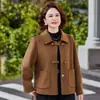 Noble Madre Abrigo de Otoño Lana para Mujeres de Mediana Edad Elegante Lana Doble Cara para Mujeres de Mediana Edad y Mayores Top Holgado