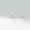 Nalan Plata de Ley S925 Exquisita Moda Coreana Fresca Pequeño Bosque de Árboles Pequeño Incrustado de Diamantes Joyería de Oreja Linda G5881