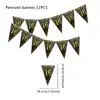 Venta directa transfronteriza popular bandera triangular negra y dorada de cumpleaños decoración de ambiente de fiesta arreglo de escena suministros