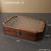 Caja de Almacenamiento de Vidrio con Flor de Begonia Estilo Antiguo para el Hogar, Almacenamiento de Artículos de Joyería, Ventana, Adornos de Madera, Caja Vintage de Madera Maciza