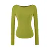 Camiseta Cropped de Uma Manga Longa Cor Lisa Estilo Desejo Puro Chegada Nova Outono Elástica Slim Fit Versátil Camada Base Hot Girl