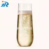 Fábrica de Origem 9oz Pet Transparente Sem Cabo Plástico Taça de Champanhe Reutilizável Longa Suprimentos de Festa Luxo Acessível Copo